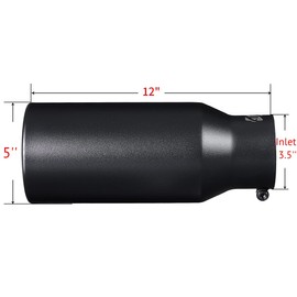Black Exhaust tip - 3.5'' Inlet Bolt on Design- Black Coated Stainless Steel Car Muffler Tips 3.5" ID x 5"OD x 12"L