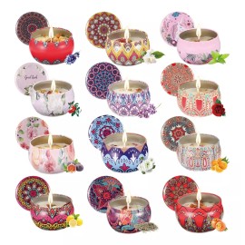 USSATO Juego De Regalo De Velas Perfumadas, 12 Latas Hechas De Cera