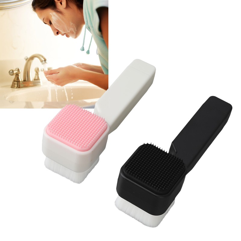 2Pcs Facial Cleansing Brush Effective Soft Black White Square Face