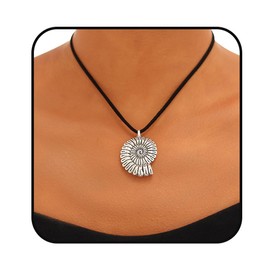 Yalice Boho Shell Necklace Chain Mermaid Conch Pendant Necklace Leather Suede Choker Necklaces for Women(Silver)