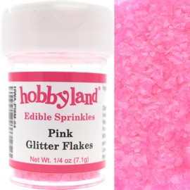 Hobbyland Edible Glittery Flakes (Pink Glitter Flakes, 1/4 oz)