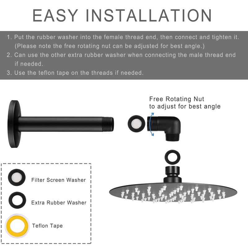 Solid Brass 90 Degree Shower Elbow Adapter for Shower Head,