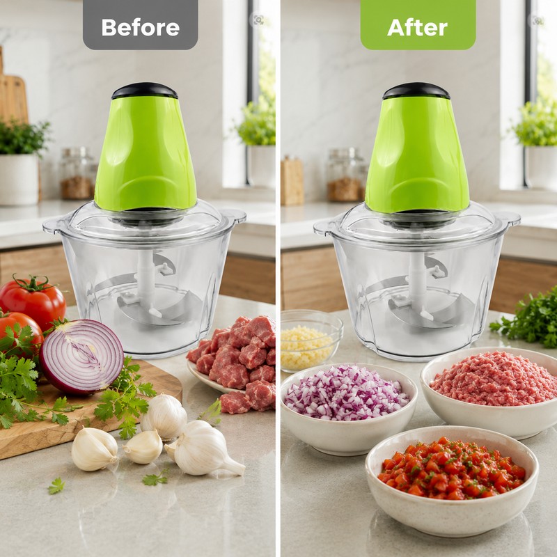 2L Electric Food Chopper for Meal Prep – Stainless Steel