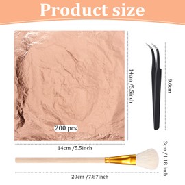 Cunhill 200 Pcs Gold Leaf Sheets for Art Foil Paper Leaf Art Foil Sheets Gilding Brush Thin Paper Craft for Painting Gilding Crafting Decoration,5.5 x 5.5 Inches (Rose Gold)