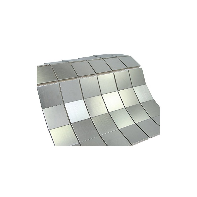 Matte Silver Stainless Steel Metallic Square Glass Mosaic Tiles for