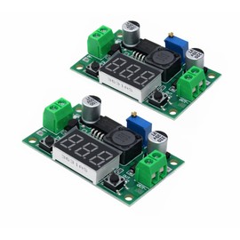 DIGISHUO 2pcs LM2596 Adjustable Voltage Regulator 4.0-40V to 1.25-37V DC 36V to 24V to 12V to 5V Variable Volt Power Supply Car Motor Buck Step Down Converter with Red Voltmeter Display