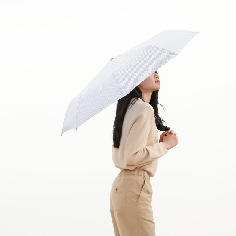 JAJU [JAJU] Comfortable Handle 3-Section Folding Umbrella_Stripe