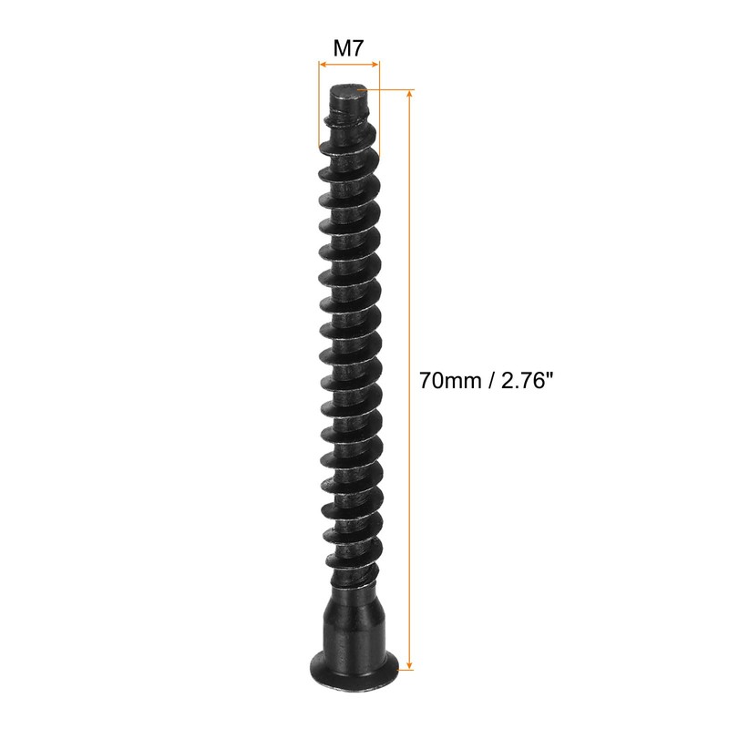 sourcing map 50Pcs M7x70mm Hex Socket Countersunk Head Self Tapping