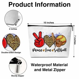 Softball Gifts Accessories Makeup Cosmetic Bag with Zipper for Women, Inspirational Birthday Gifts for Softball Players Makeup Organizer Pouch - C17