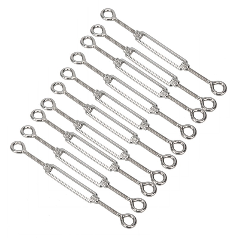 10pcs Eye and Eye Turnbuckle Wire Tensioner Strainer Stainless Steel