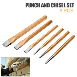 6 Piece Punch and Chisel Set, Wood Carving Hand Chisel Tool Set Heavy Duty for Mechanics Engineers and DIY Use