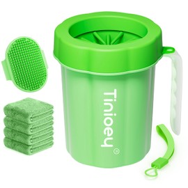 Tinioey Paw Cleaner with Handle for Small to Medium Dogs - Clean Muddy Feet, Paws and Paw Washer for Pets (Green)