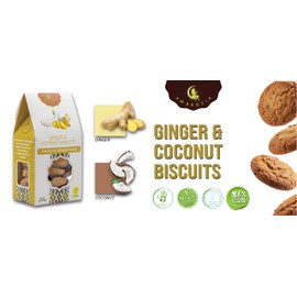 Vegan Biscuits – Ginger & Coconut - Healthy Natural Snack for Kids & Adults - 4 x 4.58 Oz | Clean Label, No Added Sugar, No Artificial Ingredients | Made in EU