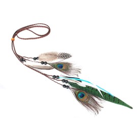 Women Indiana Princess Peacock Feather Head Chain Bohemian Tassels Hair Band Headwear Crown Hairband Party Decoration Headdress Cosplay Costume Headpiece Hair Accessories (C#)
