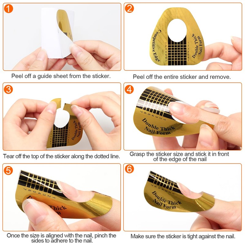 200 PCS Nail Forms for Builder Gel, AHIER Self-adhesive Nail