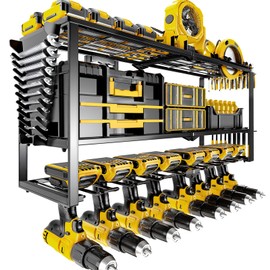 jsyonii Power Tool Organizer Wall Mount, Heavy Duty 8 Drill Holder Wall Mount, Metal Cordless Tool Shelf, Tool Holder and Storage Rack for Garage Organization Workshop, Men's gifts