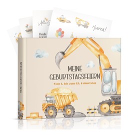 Birthday Book Memory Album with Stickers | My Children's Birthdays from 1 to 12 Photo Book Album | Memory Book to Fill in for Boys | Gift for Boys (Bagger A)