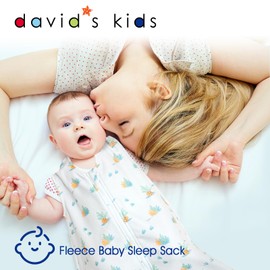 david's kids Micro Fleece Baby Sleep Sack 0-6 Months, Soft Warm Baby Wearable Blankets with 2-Way Zipper, 2 Pack Comfy Sleeping Bags for Infant Newborn Boys Girls Neutral, Small Size, Dinosaur