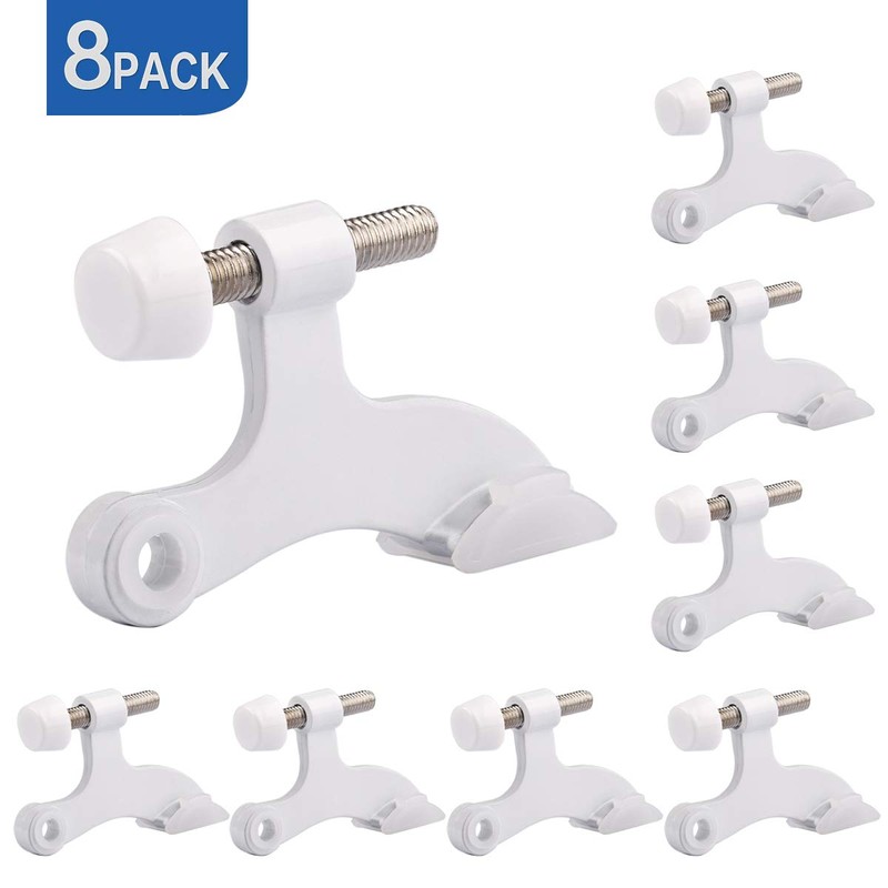 HOMOTEK 8 Pack Hinge Pin White Door Stopper,Adjustable Deluxe Heavy