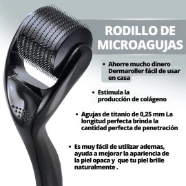 Rodillo Micro Agujas Facial Dermaroller Crecimiento Barba