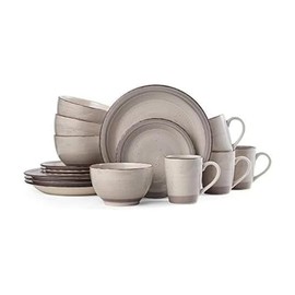 Pfaltzgraff Sadie 16-Piece Cream Dinnerware Set, Service for 4, Durable Stoneware Plates and Bowls with Classic Design, Microwave and Dishwasher Safe