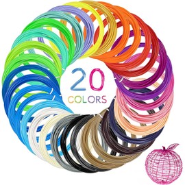 20 Colors 1.75mm 3D Pen PLA Filament Refills, Each Color 5M, Total 100M 3D Printer PLA Sample Pack, Suitable Doodler to Create Art Crafts Things, Gel Clay Material, Perfect Christmas & Birthday Gifts