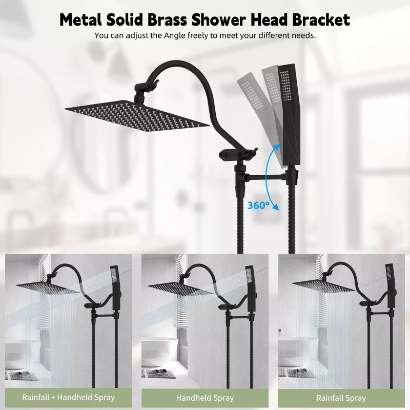 Hibbent All Metal Shower Faucet Set 10"Rainfall Shower Head Combo