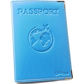 Ugozen Passport Wallet Passport Cover Protector Travel Document Bank Note Boarding Pass Credit Card Protector, Petrole Blue, Casual