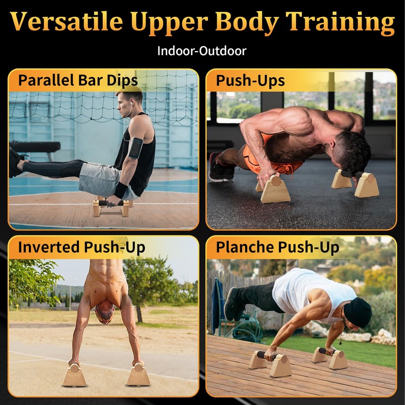 Parallettes Bars - Wooden Calisthenics Equipment for Handstand Training, Push