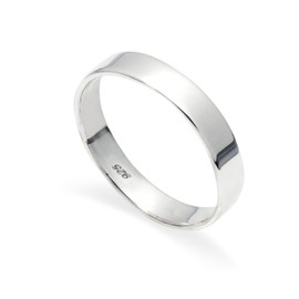 925 Solid Sterling Silver 4mm Flat Band Polished Ring In Sizes G-Z (S)