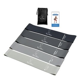 S SportEase Grey Booty Bands Set - 5 Piece Eco-Friendly Natural Latex Resistance Bands - Gym & Home Exercise, Pilates, Strength Training - Colour-Coded, Tear-Resistant Fitness Equipment