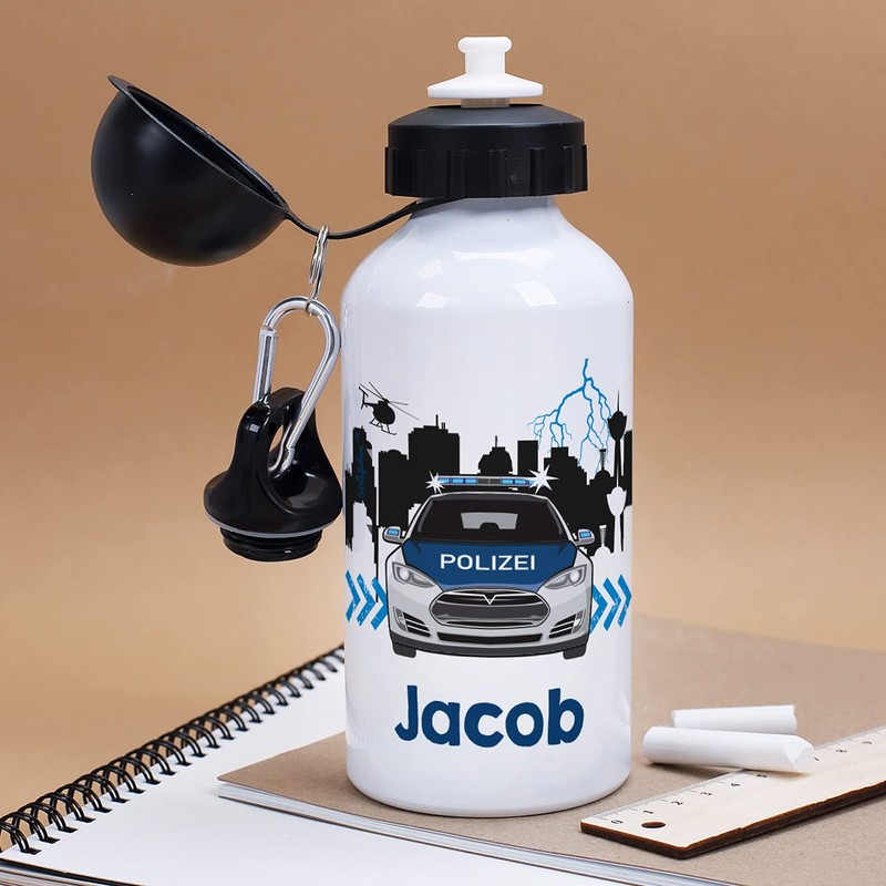 Striefchen® Drinking Bottle with Police Car and Name of Choice