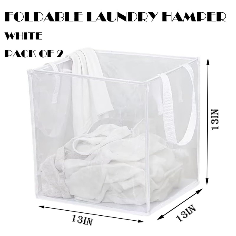 2 Pack Popup Laundry Hamper, Collapsible Mesh Laundry Baskets with