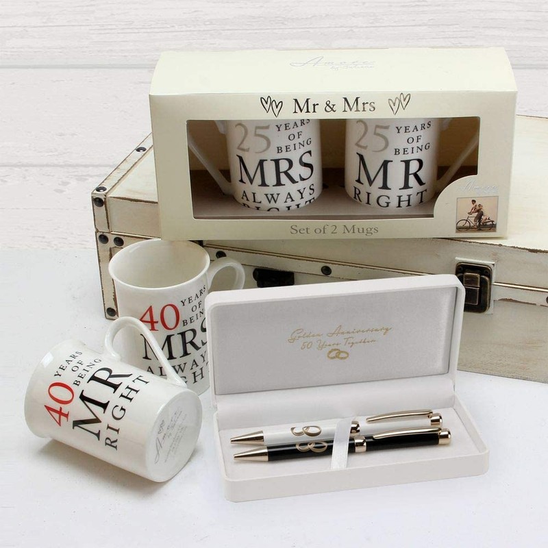 Amore 25th Anniversary Set of 2 China Mugs 'Mr Right