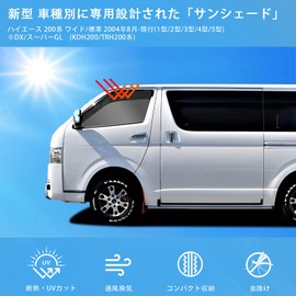 New Hiace 200 Series 200 Series Standard Sunshade for Sides, 2 in 1 Integrated Car Shade HIACE 200 1/2/3/4/5 Type Mesh Curtain, Ventilation, Insulation, Mesh Sunshade, Sun Protection, UV Protection,