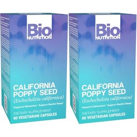 Bio Nutrition 2 Pack California Poppy Herbal Supplement 60 Vegetarian Capsules | Natural Relaxation & Stress Relief | Supports Calm Sleep & Mood