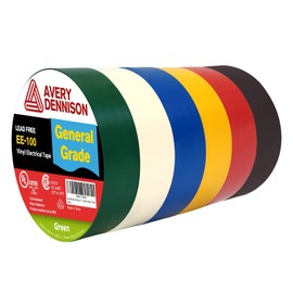 Avery Dennison Electrical Tape, 6 Rolls General Use PVC Electric Tape, UL/CSA Listed 3/4 in x 66 ft Insulating Vinyl Tape for Electrical, Repairs, Automotive and Equipment, EE-100, Multi Colored