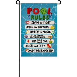 12x18 Inch Double Sided Summer Garden Flag - Pool Rules Signs Outdoor Decorations Enjoy the Sunshine Yard Flag - Seasonal Large Outdoor Yard Flags of Burlap - Seasonal Farmhouse Outdoor Flag