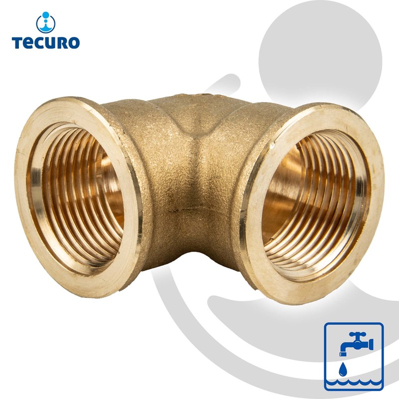 tecuro 90° Brass Angle with Internal Thread on Both Sides