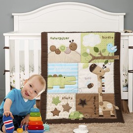 Brandream Nursery Bedding for Boys Jungle Giraffe Crib Bedding Cute Animal 3 Piece Baby Comforter Set, Fitted Sheet, Crib Skirt