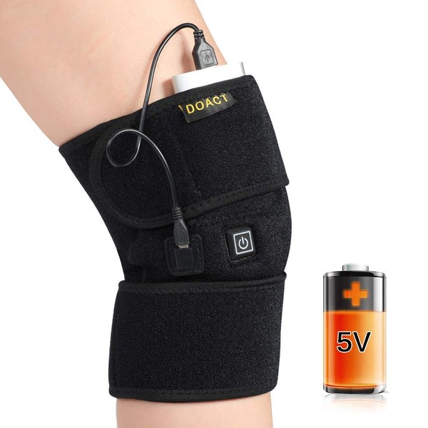 Dilwe Heating Knee Pad, 220V Heated Knee Brace Wrap Heating Knee Wrap Brace with USB Cable for Arthritis Joint Pain Relief Recovery