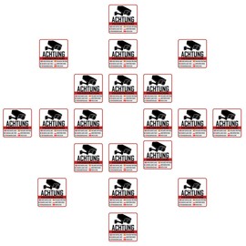 20 Video Surveillance Stickers 5 x 5 cm (Pack of 20)