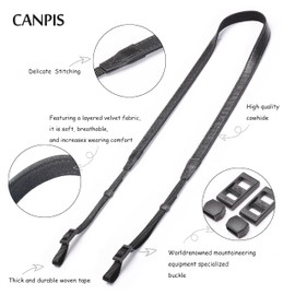 CANPIS CP008 Genuine Leather Camera Strap Quick Release Adjustable Length Vintage Camera Shoulder Strap Neck Strap for Nikon Canon Sony Pentax Leica Olympus Fuji All DSLR Cameras (Black), black