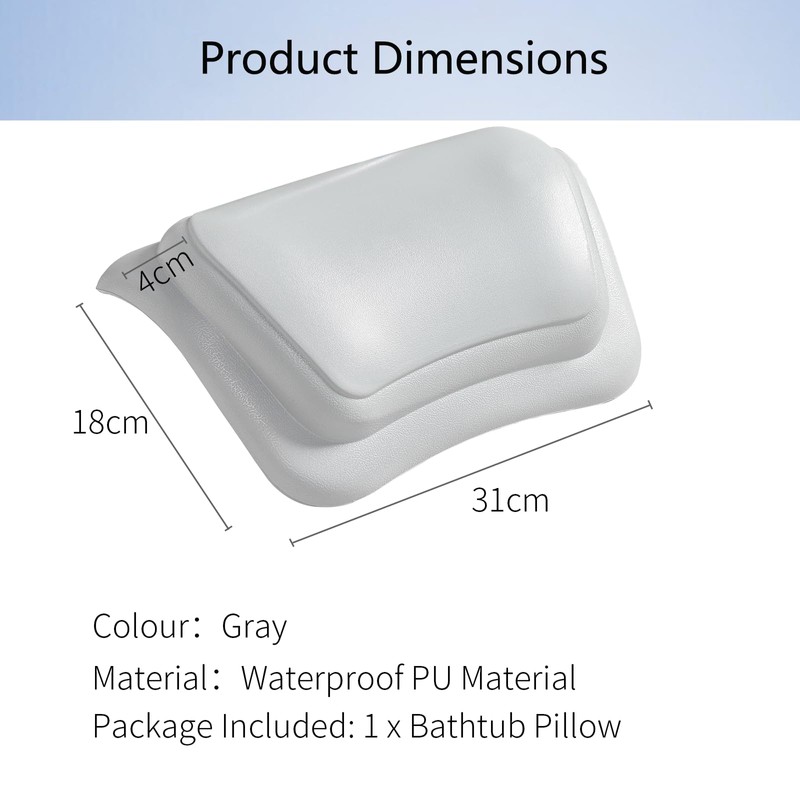 Lonkenn Bath Pillow, Ergonomic Bath Pillow, Stylish PU Bath Pillow
