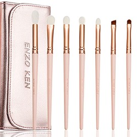 ENZO KEN Set de Brochas de Sombra de Ojos de Pelo de Cabra Natural con Bolso, Brocha para Contorno de Nariz Pequeña, Brochas para Sombras de Ojos de  