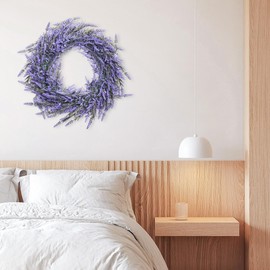 YZXZM Lavender Wreath for Front Door, 15 Inch Artificial Spring Summer Wreaths for All Seasons Indoor Outdoor, Purple Wreath for Wedding Party Home Decor