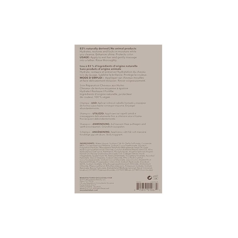 Champú profesional de reparación nutritiva Macadamia, 33.8 oz, 33.8 oz
