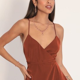 EVER FAITH Austrian Crystal Bridal Jewellery Set, Elegant Marquise Rhinestone Leaf Necklace with Dangling Earrings, Tennis Bracelet Set, Crystal