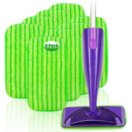8 Pack Reusable Mop Replacements Pads Compatible for Swiffer Wet Jet Mop, Wet Spray Pad Refill Pads for Wet Jet Mop- Dry Wet Use for 10-12inch Wet Spray Mops- Suitable for Hardwood Floor Cleaning