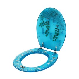 Lemoeyes Resin Toilet Seat with Cover, Slow Close and Non-Slip Toilet Seat for Elongated or Oval Toilets, Universal Fits, Quiet-Close Seat, Release Hinges (16.9" x 14.1", 220lbs Capacity)